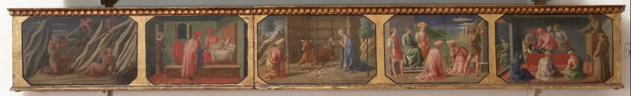 Filippo Lippi - Madonna con Bambino in trono e Santi, episodi sacri, predella, Galleria degli Uffizi, Firenze